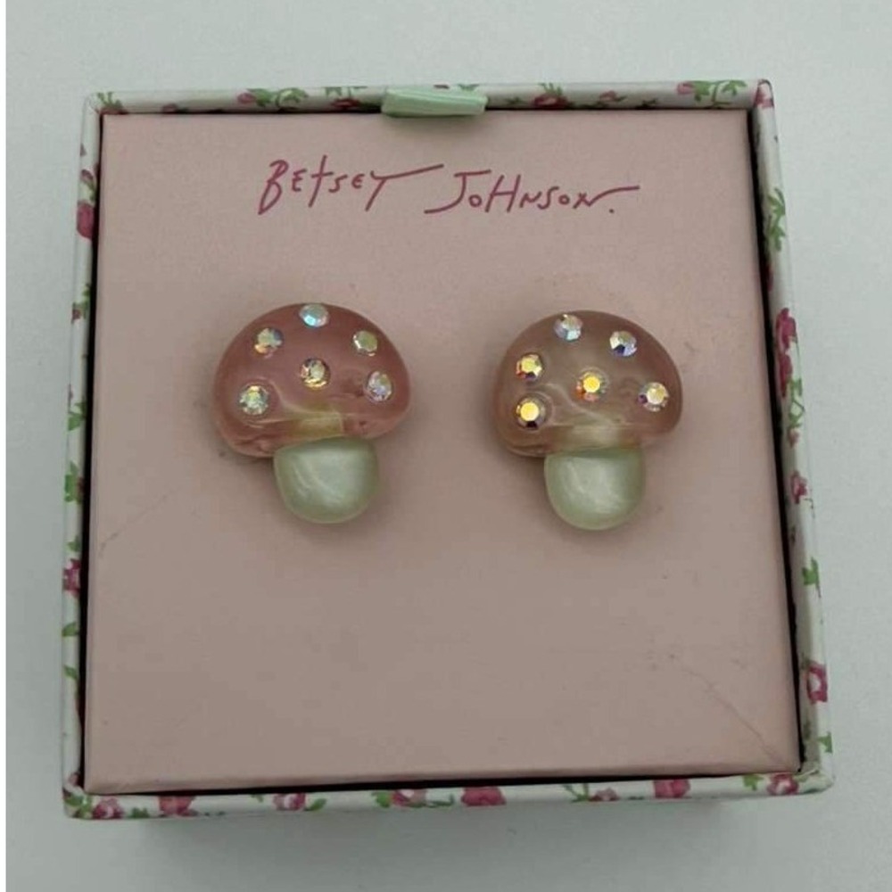 Betsey Johnson Mushroom Two-Finger Statement Ring - Red & Pink Crystals - NWT